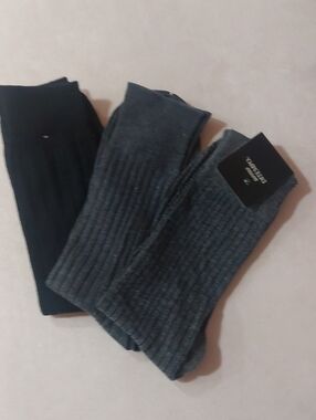 Men's Ribbed Crew Socks Pack - Black & Charcoal